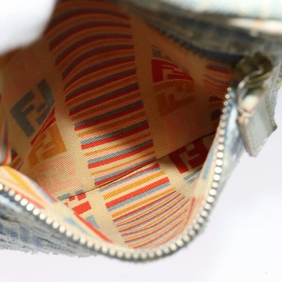 FENDI Zucca Canvas Shoulder Bag Denim Light Blue Gold Auth 140722 - Picture 13 of 16